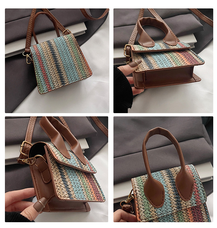 Borsa a tracolla da donna in paglia a righe per mare estate_voghion.com