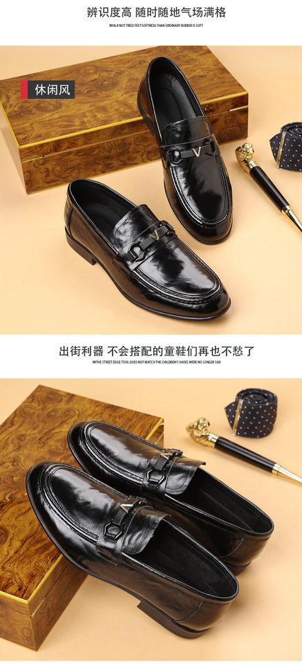 Giày lười nam da bò lớp đầu mềm đế mềm thoáng khí gót thấp — Màu nâu đậm, Màu đen chi tiết 16