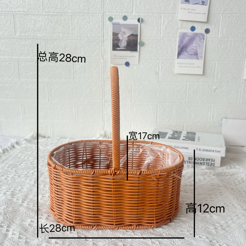 플라스틱 가르시니아 브라운 직선 타원형 꽃바구니