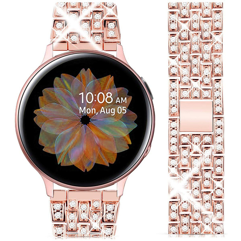 For Samsung Galaxy Watch 4 Classic e Five Beads and Diamonds Metal Watch Band Active 2 Women
