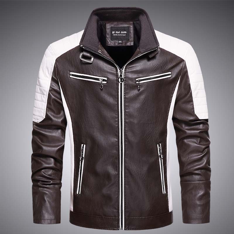 Comercio exterior spot nuevo 2024 primavera chaqueta de cuero de hombre moda de cuello de pie chaqueta de cuero PU casual chaqueta chaqueta de hombre