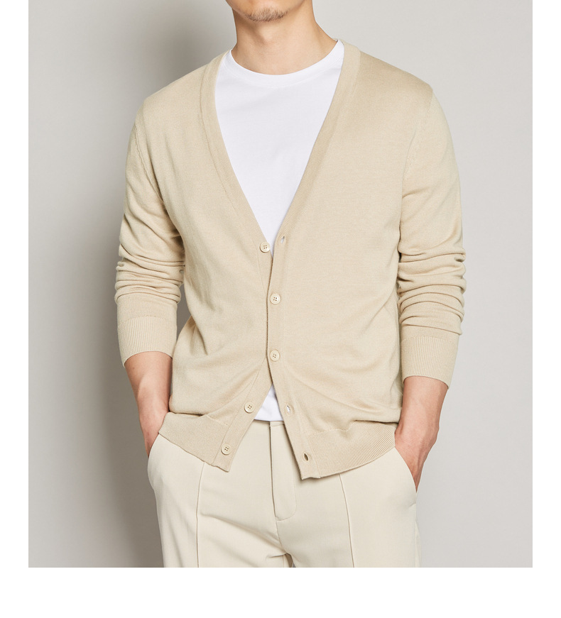 Primavera y otoño nuevo cardigán de punto chaqueta hombre cuello suéter de tamaño grande suéter base chaqueta coreana