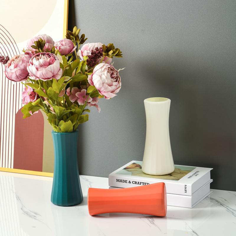 Jarrón decorativo de plástico estilo nórdico, resistente a caídas