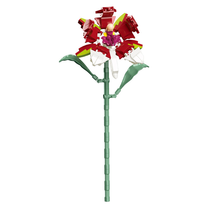 钻马积木花永生花束抱抱桶仿真花小颗粒积木DIY玩具七夕女生礼物|undefined