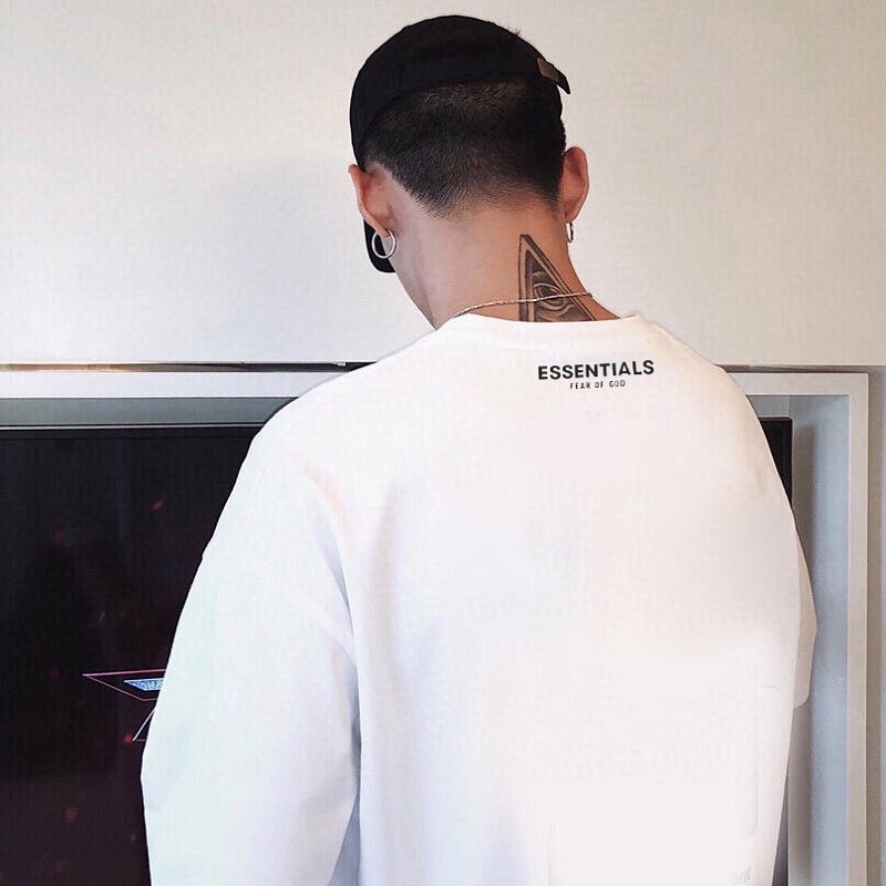 Summer Back Collar Small Label Fog Multi-Thread Ess Cotton T-Shirt High Street Fashion Brand Casual Short-Sleeved Loose Men's T-Shirt John