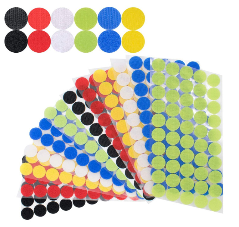 Factory spot round dot punch back adhesive for kindergarten quiet book small dot back adhesive round hook and loop buckle