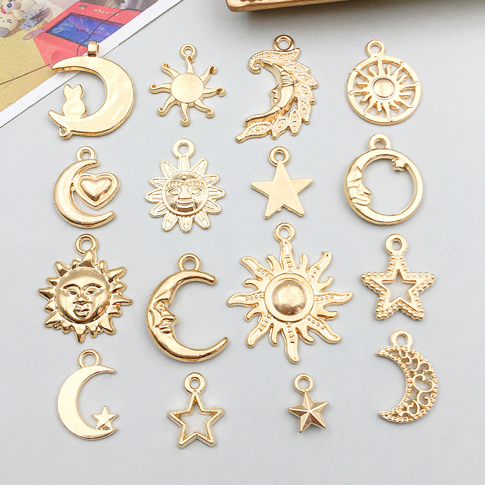 1 new KC gold alloy simulation star moon sun series pendant pendant diy bracelet accessories