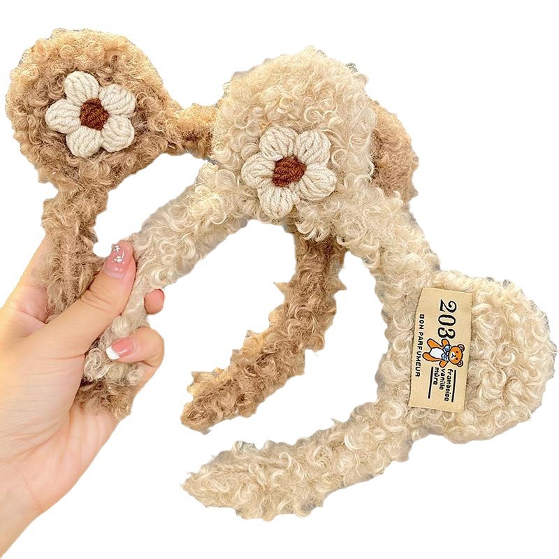 Lavar la cara de las mujeres lindas flores de oso correa de cabello de verano nuevo pinza de cabello rojo en línea joyas de peluche para la cabeza