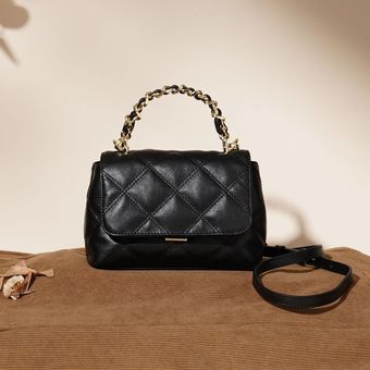 纳帕头层牛皮菱格绣线包包女2024新款百搭真皮女包手提斜挎单肩包