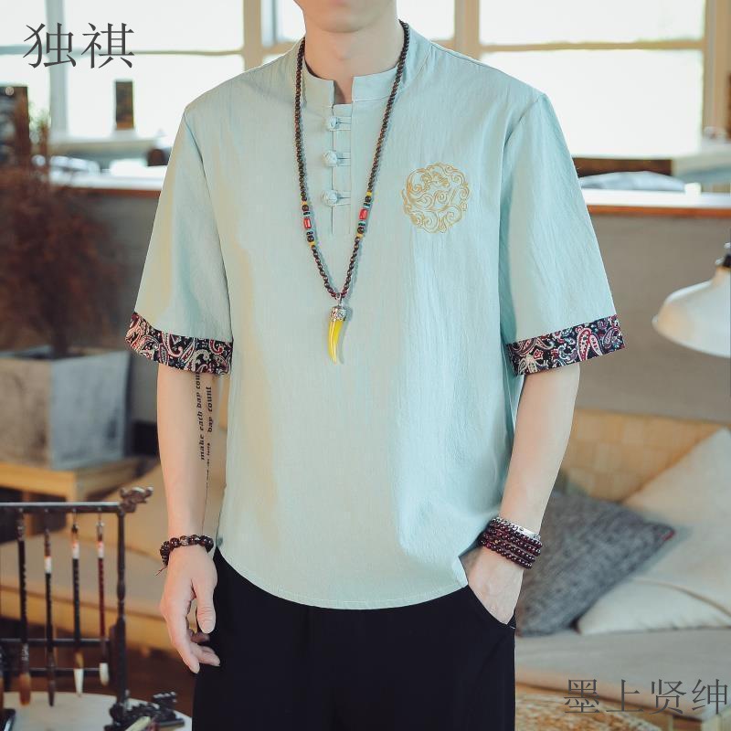 Ropa de hombre de estilo chino Xishuangbanna Dai ropa camiseta tailandesa Camboya Yi ropa Tailandia ropa superior hombres