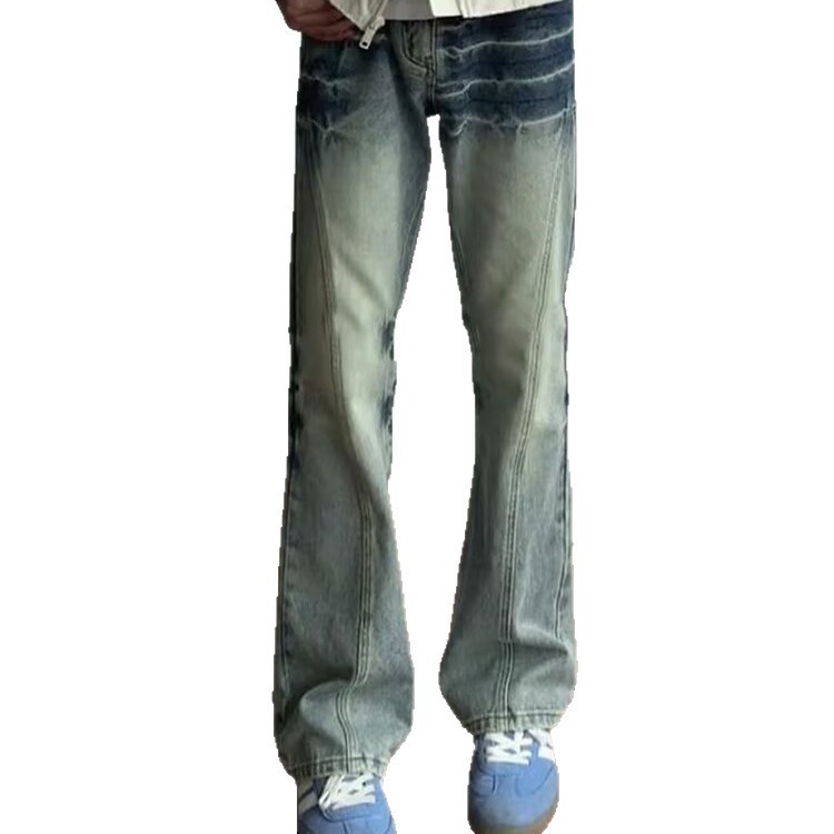 Premium Herren-Jeans mit schrägem Schnitt – High Street Vibe Lightning Stripe Slim Fit Straight Bootcut Pants_voghion.com