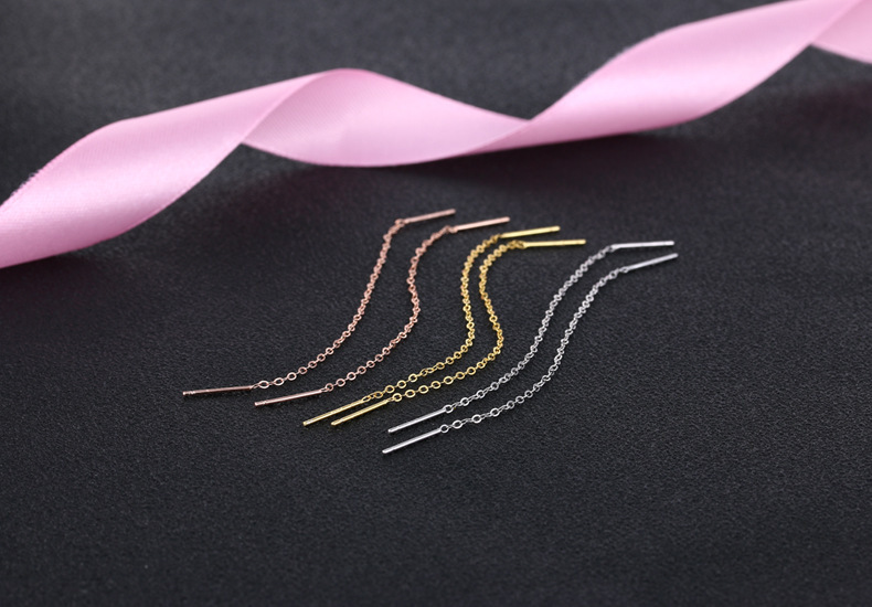 3g Weight 18K Gold Plated Plating Material Ear line Classification 1 Pair Quantity 1 Pair 925 Sterling Silver Solid Color Ear Line