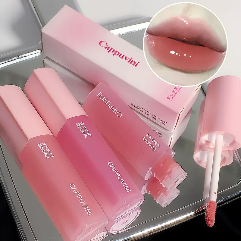 Glass lip gloss, lip balm, lipstick, mirror effect