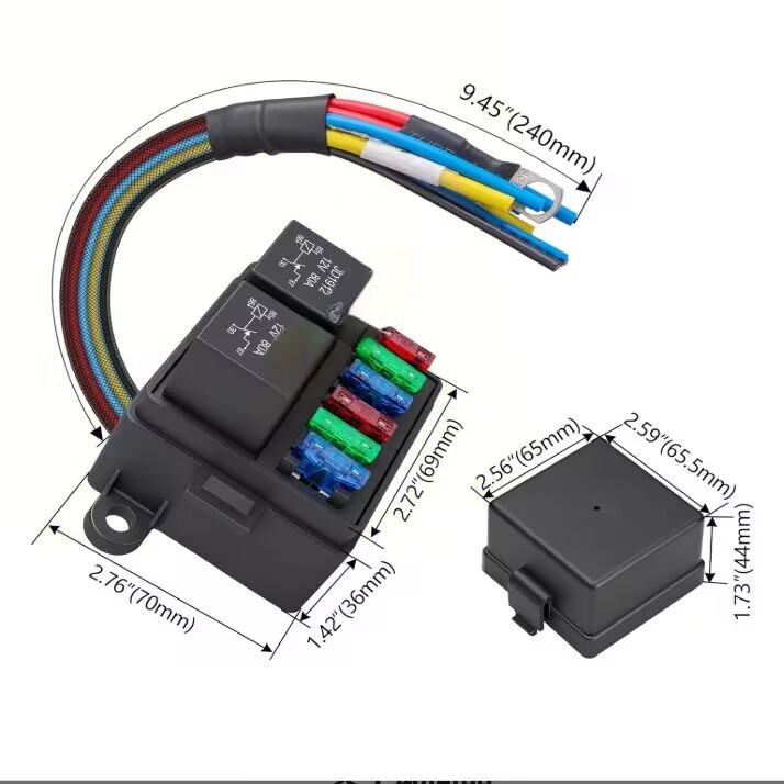 12V24V预接熔断器继电器盒ATC/ATO片式熔断4针40A80A继电器块套件