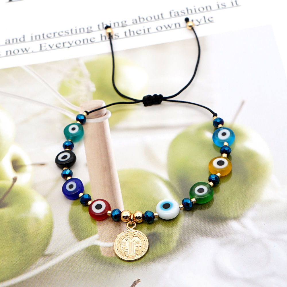 Nihaojewelry Ethnic Style Colored Glaze Evil Eye Gold Bead Bracelet Wholesale Jewelry display picture 20