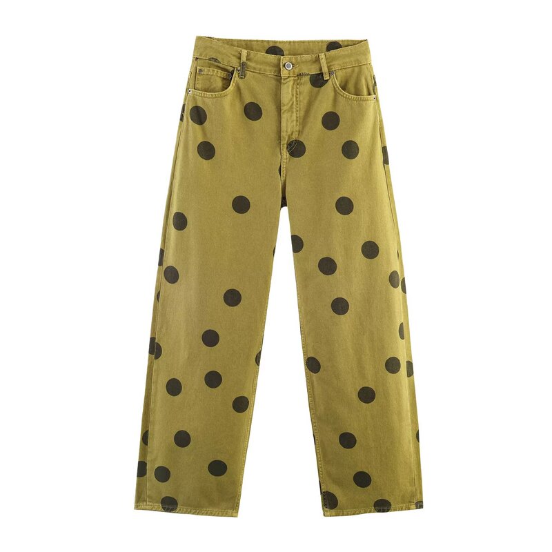 Pb&Za Women's Clothing 2026 Summer New Fashion Retro Style Polka Dot Mid-Waist Barrel-Shaped Jeans 9632096 Pb&Za Women's Clothing 2026 Summer New Fashion Retro Style Polka Dot Mid-Waist Barrel-Shaped Jeans 9632096
