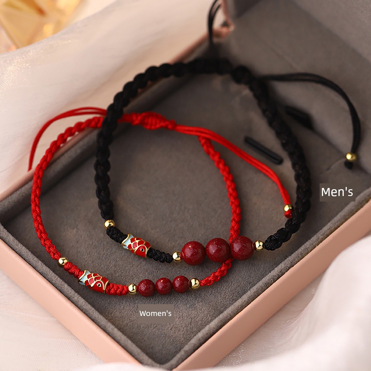 Vintage-Style Good Luck Koi Bracelet for Exams and Graduate School Entrance Exams, Suitable for Women and Men in Their Zodiac Year, Cinnabar Bracelet, Couple or Best Friend Gift