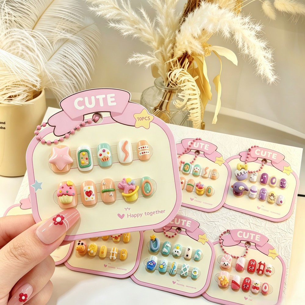 Children's Wearable Nail Stickers, Little Girls' Manicure, Removable Nail Stickers, Girls' Gifts, Nail Patches, Wearable Nails Wholesale
