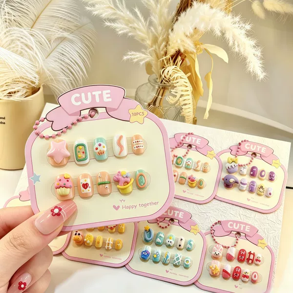 Children's Wearable Nail Stickers, Little Girls' Manicure, Removable Nail Stickers, Girls' Gifts, Nail Patches, Wearable Nails Wholesale