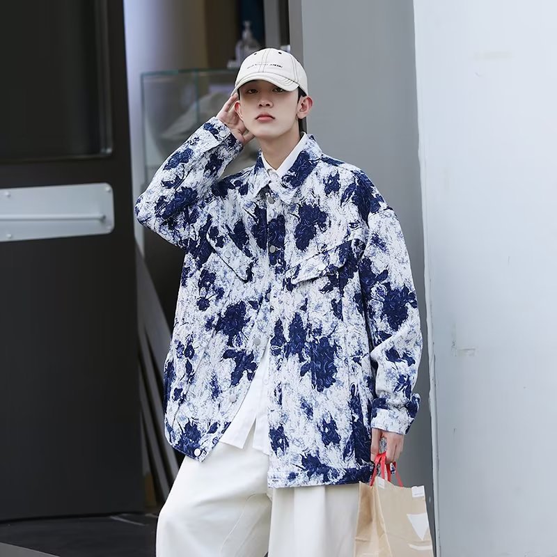 Giacca di jeans uomo tie dye oversize stile streetwear_voghion.com