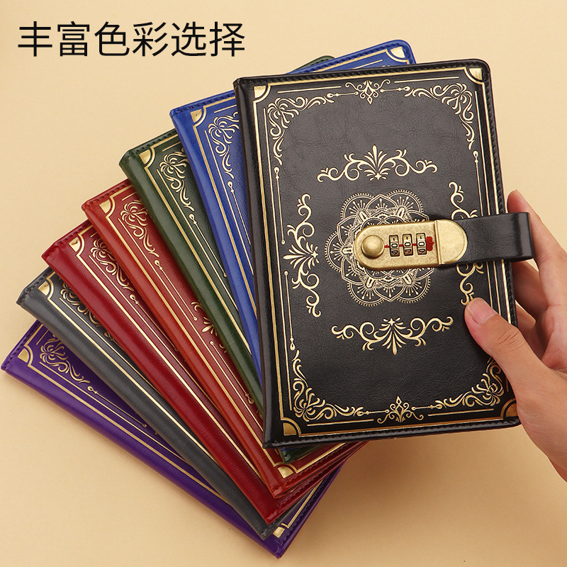 Diary Notebook for Children A5 Retro Password Notebook Student Journal with Lock Creative High-Value Notepad Simple Notes