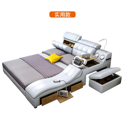 Suministro directo de fábrica cama doble de cuero multifuncional moderno simple tatami masaje eléctrico suave cama de boda de 1,8 m image 7