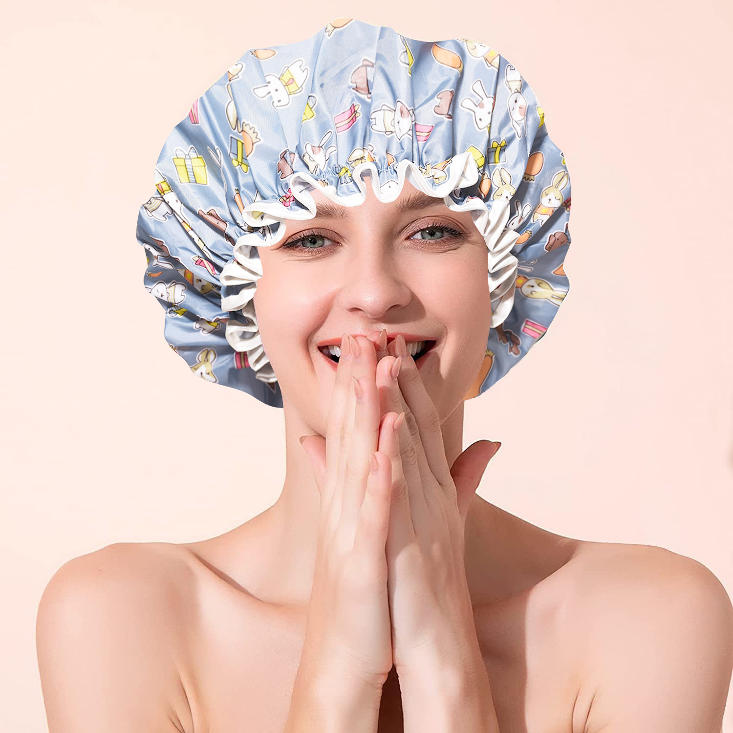 Pastoral Multicolor Satin + Peva Shower Cap 1 Piece display picture 1