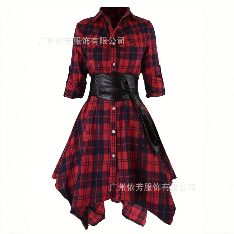 Summer Plaid Single-Breasted Cardigan Cotton Long-Sleeved White Shirt Temperament Commuting Red Design Shirt Summer Plaid Single-Breasted Cardigan Cotton Long-Sleeved White Shirt Temperament Commuting Red Design Shirt