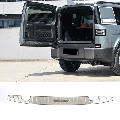 Dekorativ pedal başlıqları — 7 Stainless Steel Threshold Strip - trunk-outside-1-piece-of-outer-rear-guard-stainless-steel-silver-titanium-brushed-for-byd-leopard-7