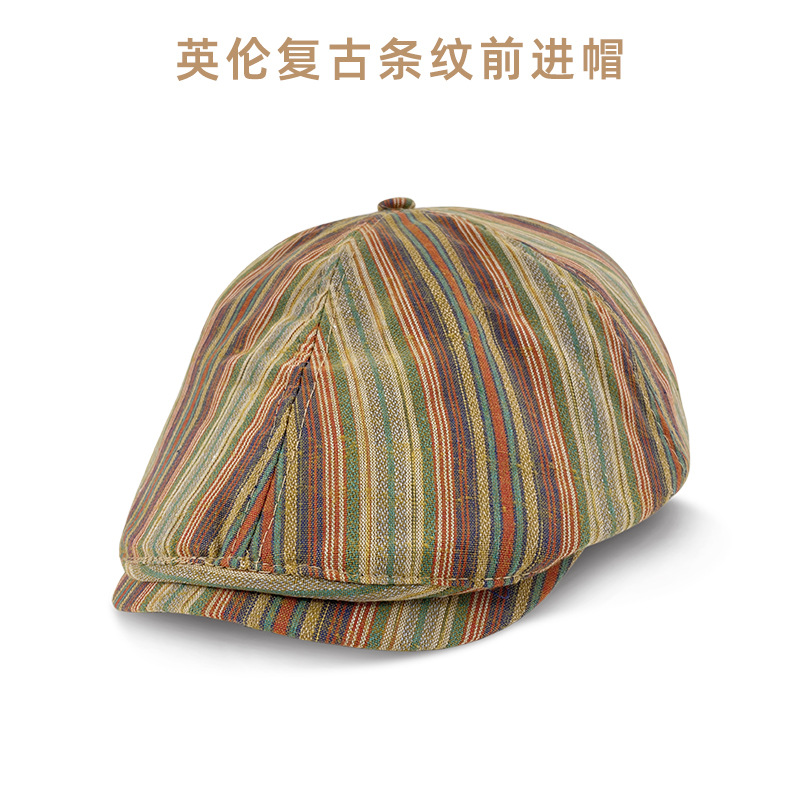 Boina inversa de primavera y otoño japonés retro color sólido rayas hacia adelante sombrero mostrando la cara pequeña pintora versátil sombrero de niño de periódico image 23