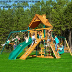 大型庭院美式幼儿园多功能山庄黄花梨木质儿童组合滑梯秋千包邮