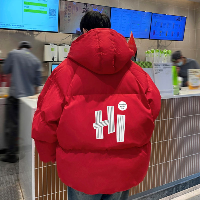 중국 레드 다운 코튼 패딩 코트 남자 겨울 코트 학생 후드 코튼 패딩 코트 패션 브랜드 플러스 사이즈 빵 의류 12