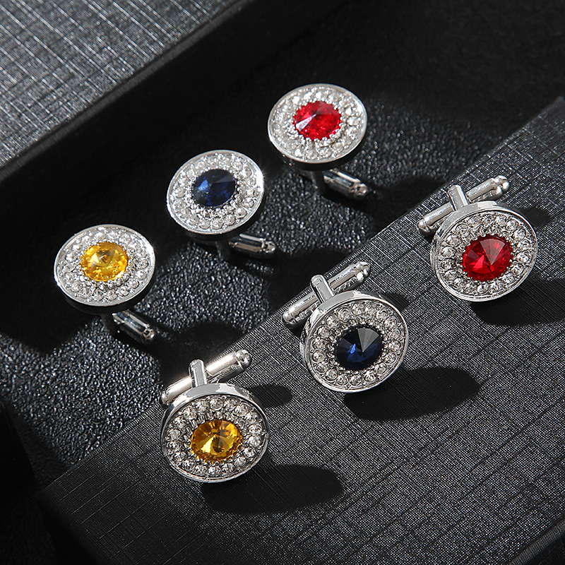 Heißer Verkauf Kreative Diamant Blau Kristall Manschettenknöpfe Französisch Hemd Knopf Manschettenknöpfe_voghion.com