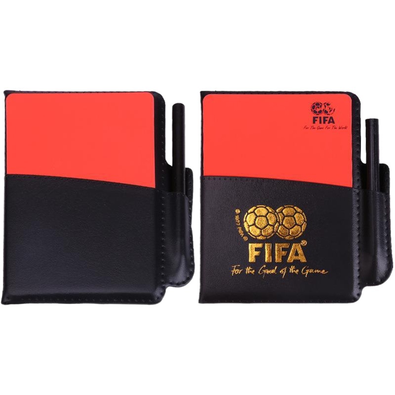 Football Thickened Red and Yellow Card Record Book, Red and Yellow Card Referee Tool with Leather Case, Recording Paper, Pencil for Referees