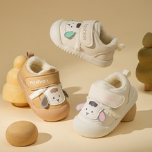 宝宝加绒学步鞋0-1-3岁秋冬新款婴幼儿皮面防滑二棉男女童机能鞋