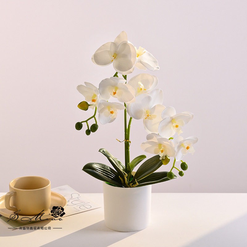 11 flores Phalaenopsis bonsai flores artificiales moda creativa decoración de flores adornos artificiales plantas verdes artificiales simulación pequeñas plantas en macetas image 4