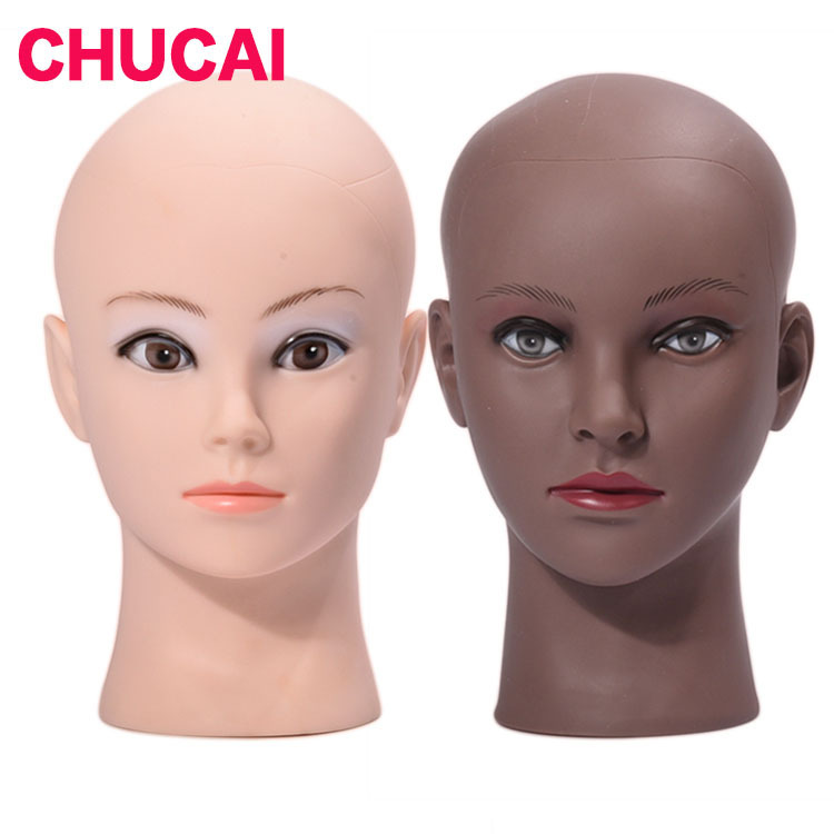 Pvcのシミュレーションの人の顔写真の黒人の女性の頭のモデルの欧米のかつらは模型の頭のモデルの黒人の女性の頭のモデルを展示します。|undefined