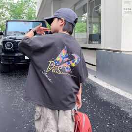 【领口包边】男童宽松短袖t恤2025夏季棉体恤圆领休闲百搭上衣