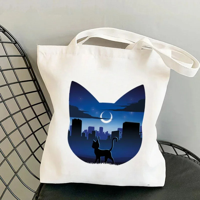 Comercio exterior Sailor Meow impresión Kawai bolsa Harjuku bolsa de compras damas lienzo bolsa de mano casual para niñas