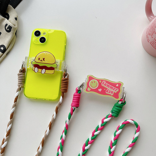 Cartoon acrylic mobile phone back clip, cross-body strap, cute lanyard for girls, outdoor versatile anti-falling mobile phone clip rope