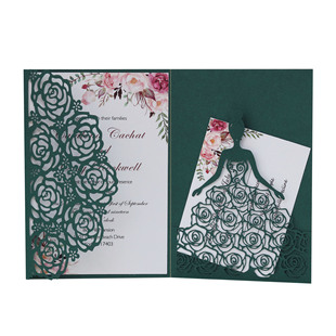 Amazon Direct Sales Holiday Baptism Hollow Laser Rose Girl Invitation Wedding Invitation Holiday Greeting Card
