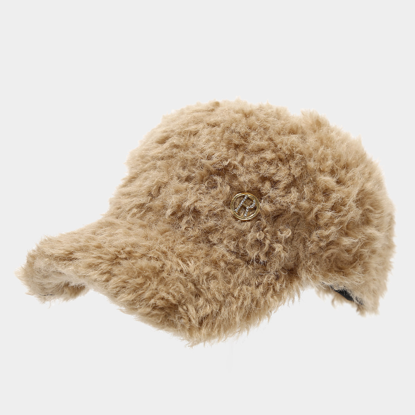 Commerce electrónico transfronterizo nueva letra R engrosada gorra de lengua de lana para mostrar la cara pequeña gorra de béisbol casual de compras de invierno al aire libre