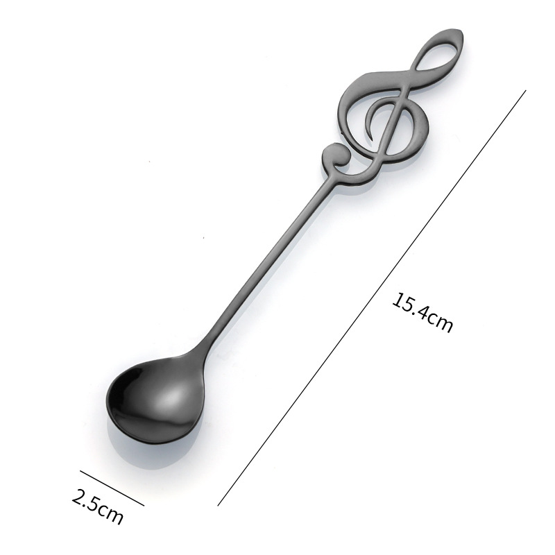 304 cuchara de música de acero inoxidable creativo nota musical forma café postre cuchara de oro regalo transfronterizo en stock al por mayor