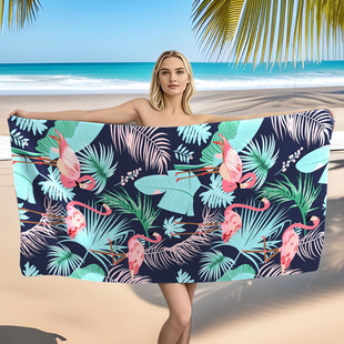 TEMU Cross-border in stock Seaside Swimming Microfiber Bath Towel Absorbent Soft lint-free Reactive Printed Beach Towel