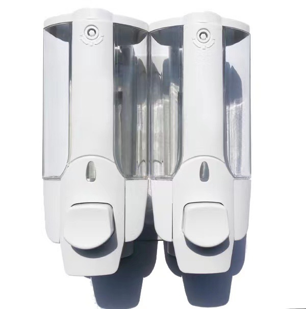 En stock suministro dos en uno dispensador de jabón de prensa dispensador de jabón manual de gel de ducha de champú de gran capacidad