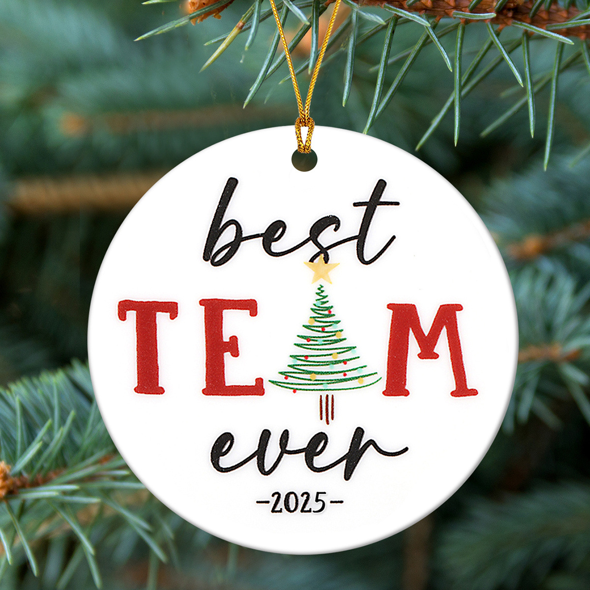 2D平面亚克力最佳团队2025办公室圣诞树装饰品节日派对挂饰