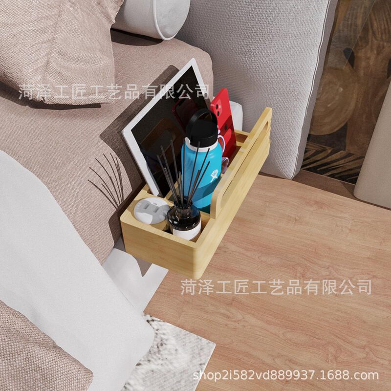 Cross-Border Wooden Bedside Storage Rack Floating Bedside Table Tray Storage Rack Solid Wood Bedside Tray Suspended Bedside Table