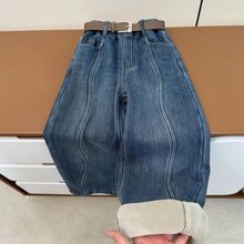 女童牛仔裤春夏款2025洋气儿童柔软牛仔裤休闲裤宽松中大童裤
