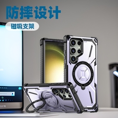 サムスン S24Ultra 回転磁気スタンド財布携帯電話ケース S23 軍事落下防止保護カバー S21 に適しています