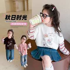 中小童潮流儿童春秋季2025新款百搭女童长袖T恤打底衫上衣女洋气